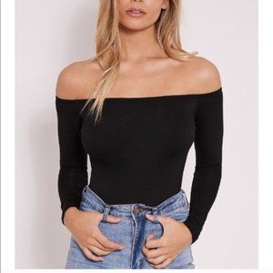 Black Off the Shoulder Body Suit – Y2K Style